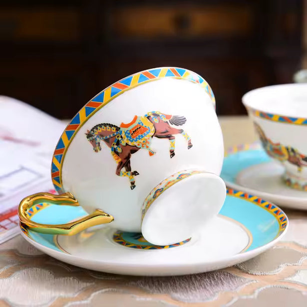 royal ceramic horse cup handmade by lux dishes