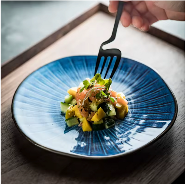 Japanese style ceramic oak shallow plate by lux dishes